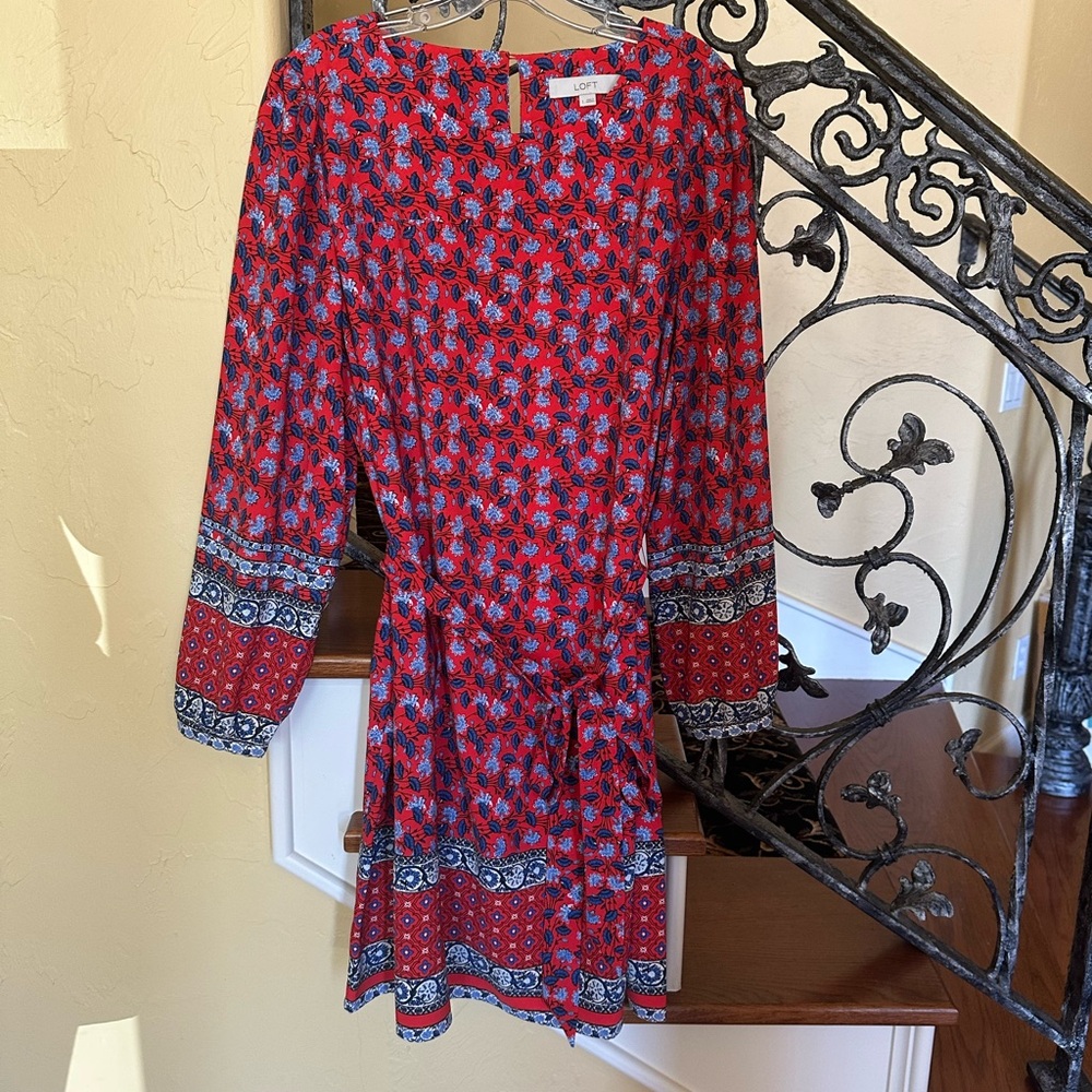 Red/Blue Print Dress from LOFT
